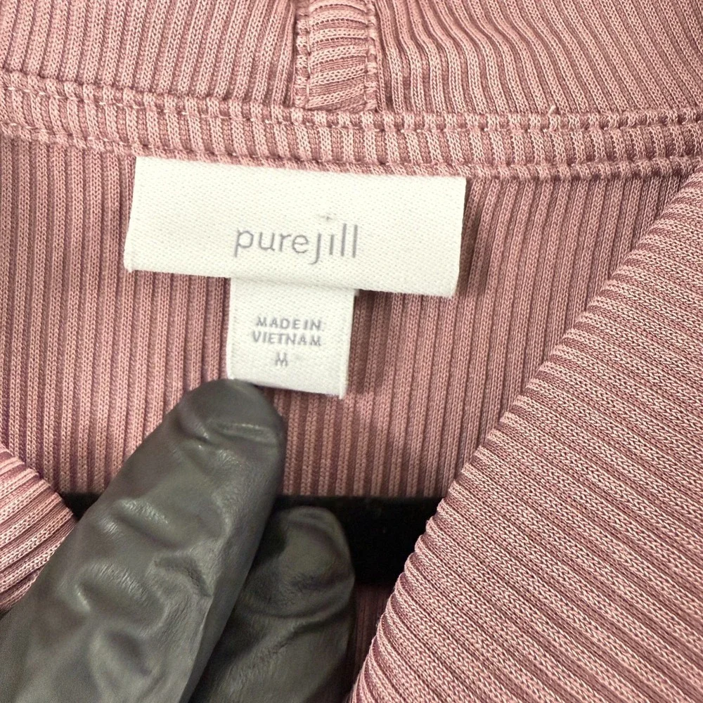 J. Jill Top Womens Medium Mauve Pink Cowl Neck Ribbed Long Sleeve Pullover‎